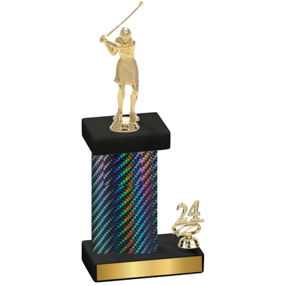 Accented Single Black Carbon Fiber Year Golf Trophy