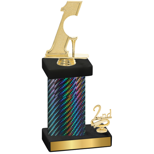 Accented Single Black Carbon Fiber Second Place Golf Trophy