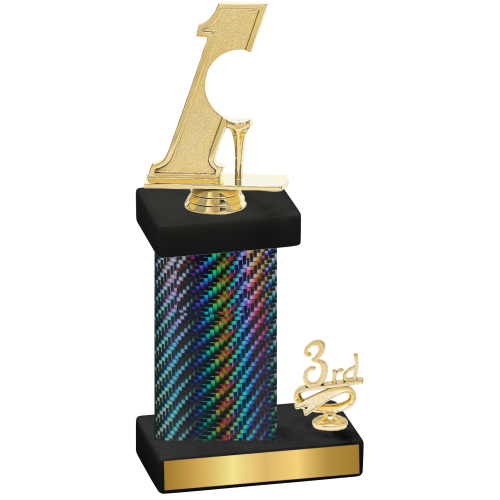 Accented Single Black Carbon Fiber Third Place Golf Trophy