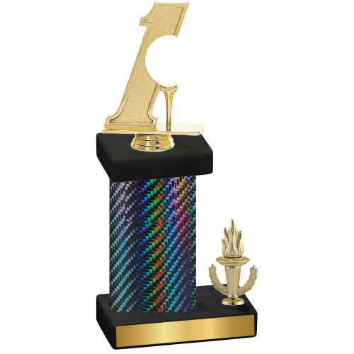 Accented Single Black Carbon Fiber Victory Golf Trophy