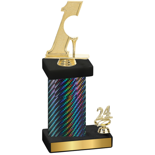 Accented Single Black Carbon Fiber Year Golf Trophy