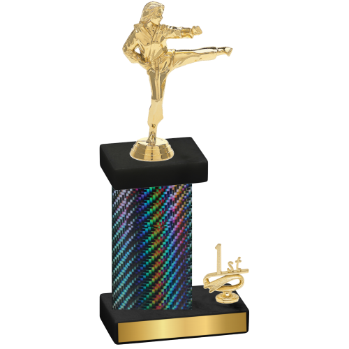 Accented Single Black Carbon Fiber First Place Karate Trophy