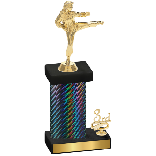 Accented Single Black Carbon Fiber Third Place Karate Trophy