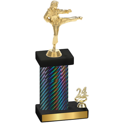 Accented Single Black Carbon Fiber Year Karate Trophy