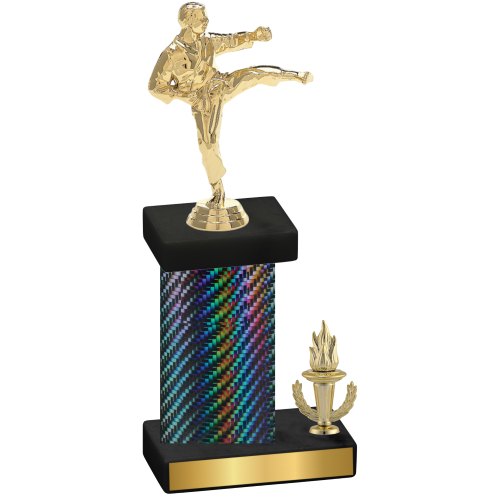 Accented Single Black Carbon Fiber Victory Karate Trophy