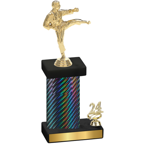 Accented Single Black Carbon Fiber Year Karate Trophy