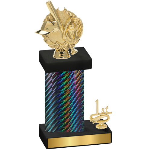 Accented Single Black Carbon Fiber First Place Baseball Trophy