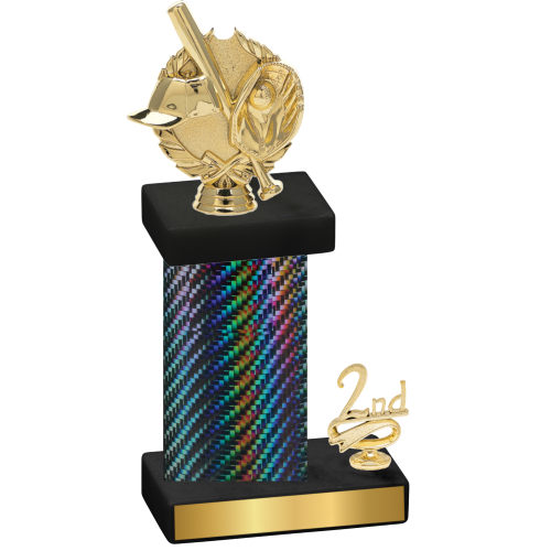 Accented Single Black Carbon Fiber Second Place Baseball Trophy