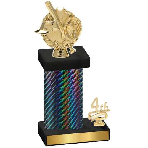 Accented Single Black Carbon Fiber Fourth Place Baseball Trophy