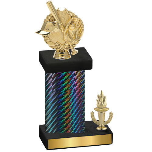 Accented Single Black Carbon Fiber Victory Baseball Trophy