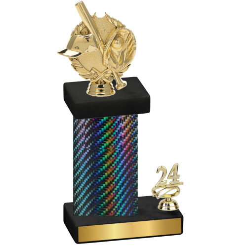 Accented Single Black Carbon Fiber Year Baseball Trophy