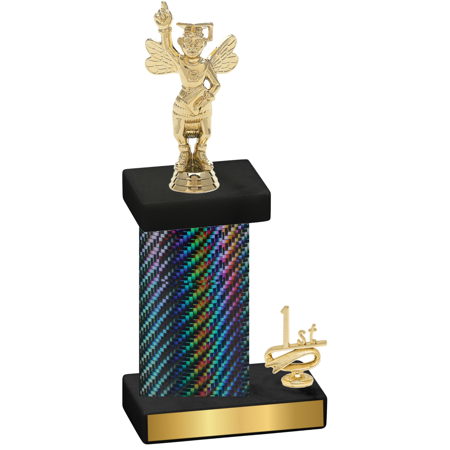 Accented Single Black Carbon Fiber First Place Academics Trophy