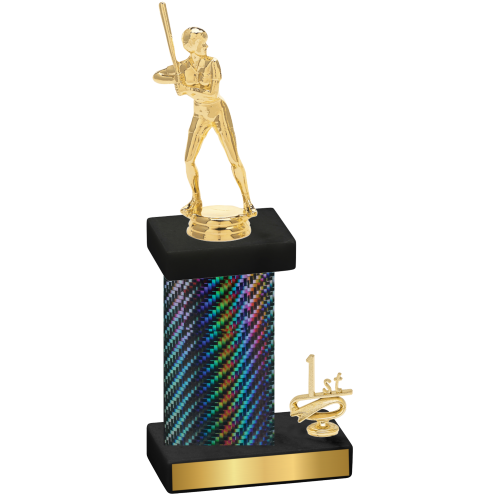Accented Single Black Carbon Fiber First Place Softball Trophy