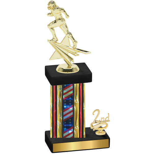 Accented Single Flag USA Second Place Football Trophy