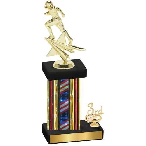 Accented Single Flag USA Third Place Football Trophy