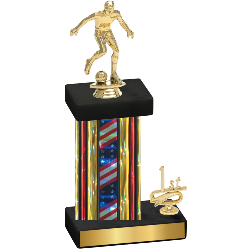 Accented Single Flag USA First Place Soccer Trophy