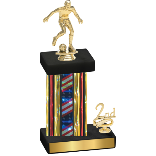 Accented Single Flag USA Second Place Soccer Trophy