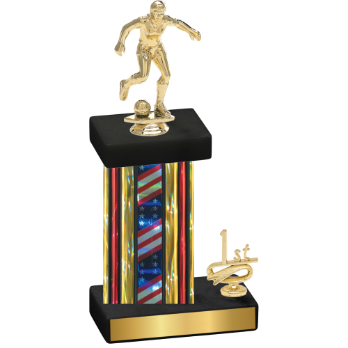 Accented Single Flag USA First Place Soccer Trophy