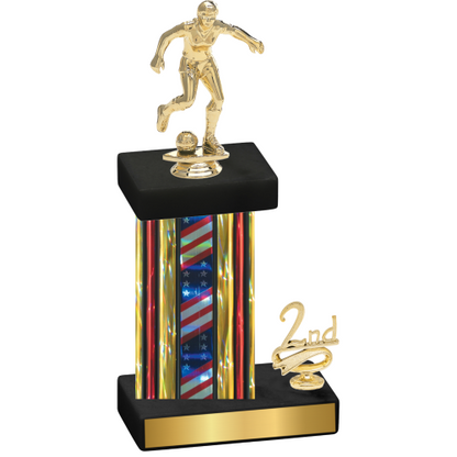 Accented Single Flag USA Second Place Soccer Trophy