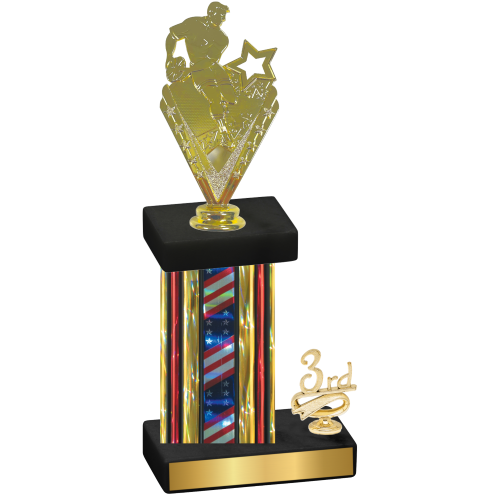Accented Single Flag USA Third Place Rugby Trophy