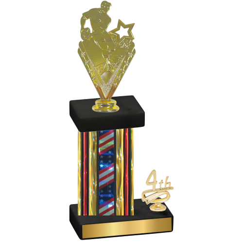 Accented Single Flag USA Fourth Place Rugby Trophy