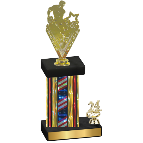 Accented Single Flag USA Year Rugby Trophy