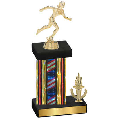 Accented Single Flag USA Victory Running Trophy