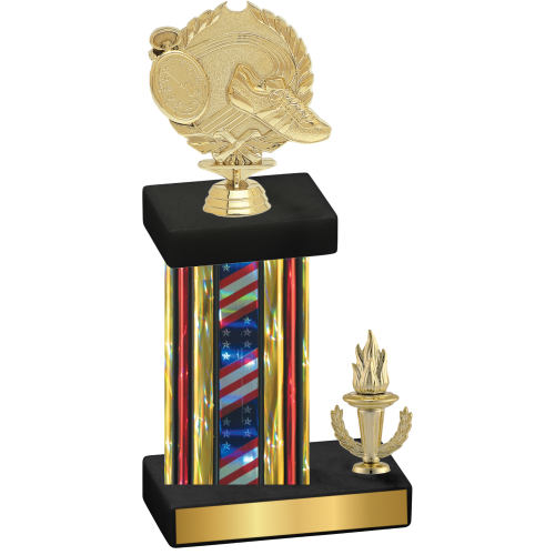 Accented Single Flag USA Victory Running Trophy