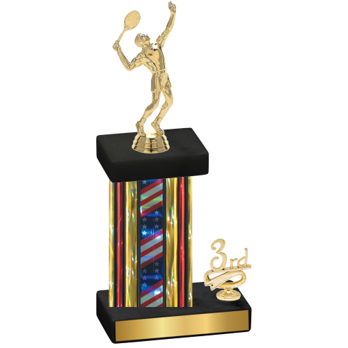 Accented Single Flag USA Third Place Tennis Trophy