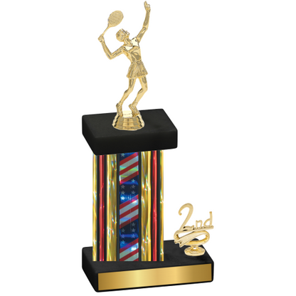 Accented Single Flag USA Second Place Tennis Trophy