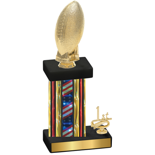 Accented Single Flag USA First Place Football Trophy