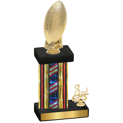 Accented Single Flag USA Third Place Football Trophy