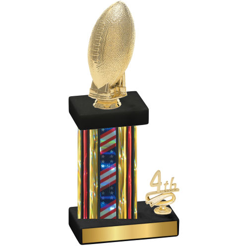 Accented Single Flag USA Fourth Place Football Trophy