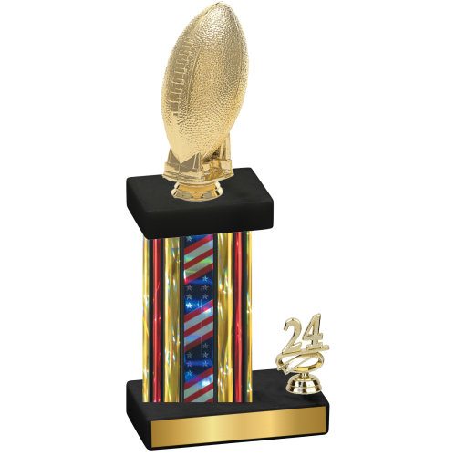 Accented Single Flag USA Year Football Trophy