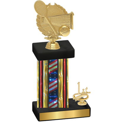 Accented Single Flag USA First Place Tennis Trophy