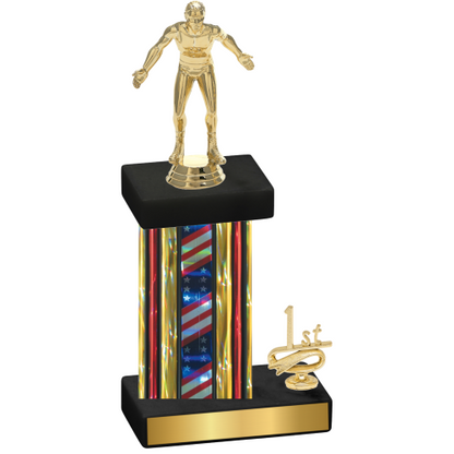 Accented Single Flag USA First Place Wrestling Trophy