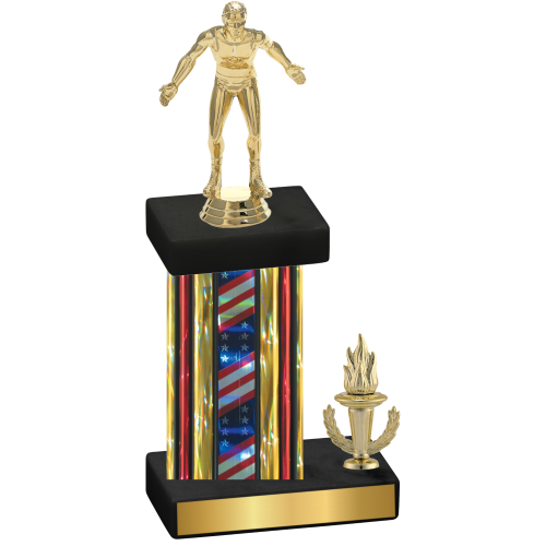 Accented Single Flag USA Victory Wrestling Trophy