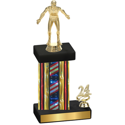 Accented Single Flag USA Year Wrestling Trophy