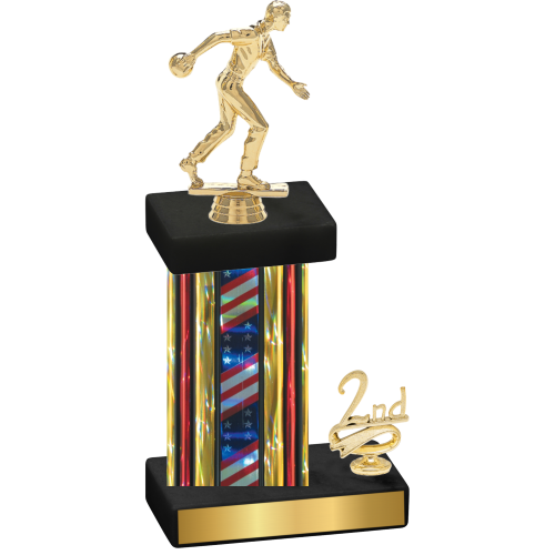 Accented Single Flag USA Second Place Bowling Trophy