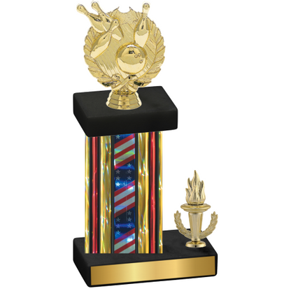 Accented Single Flag USA Victory Bowling Trophy