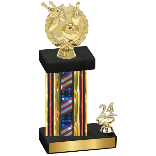 Accented Single Flag USA Year Bowling Trophy