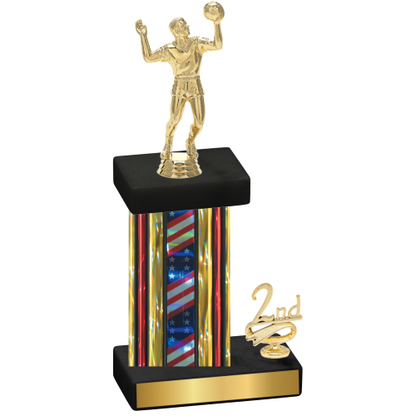 Accented Single Flag USA Second Place Volleyball Trophy