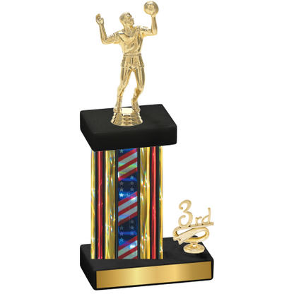 Accented Single Flag USA Third Place Volleyball Trophy