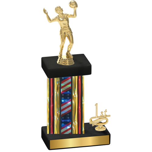 Accented Single Flag USA First Place Volleyball Trophy