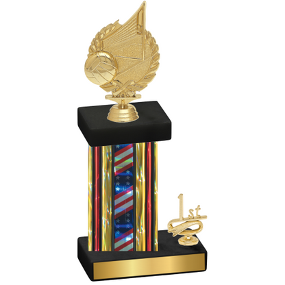 Accented Single Flag USA First Place Volleyball Trophy