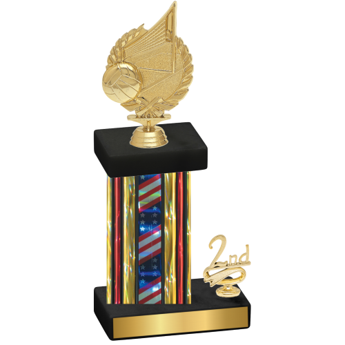 Accented Single Flag USA Second Place Volleyball Trophy