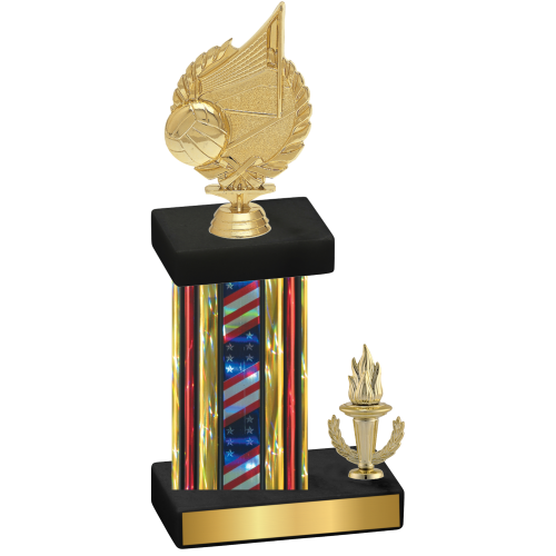 Accented Single Flag USA Victory Volleyball Trophy