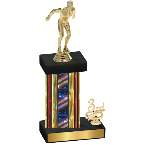 Accented Single Flag USA Third Place Swimming Trophy