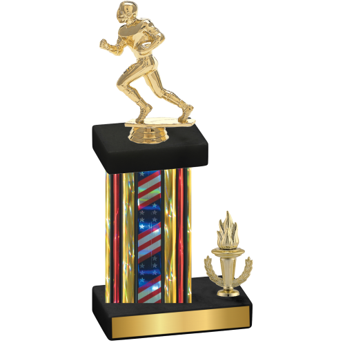 Accented Single Flag USA Victory Football Trophy