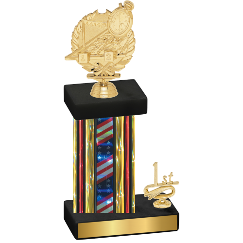 Accented Single Flag USA First Place Swimming Trophy